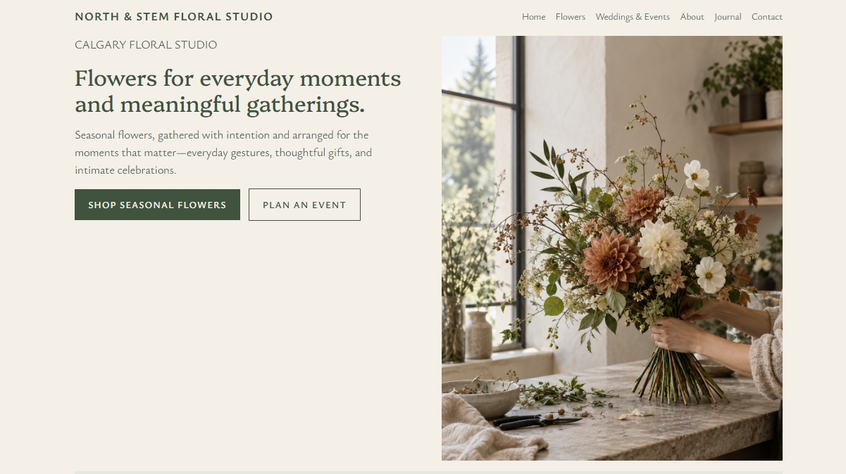 North and Stem Floral Studio website demo